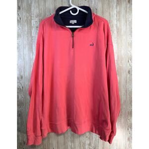 Cufffys Cape Cod Activewear Shirt Mens XL Summer Red Navy 1/4‎ Zip Pullover